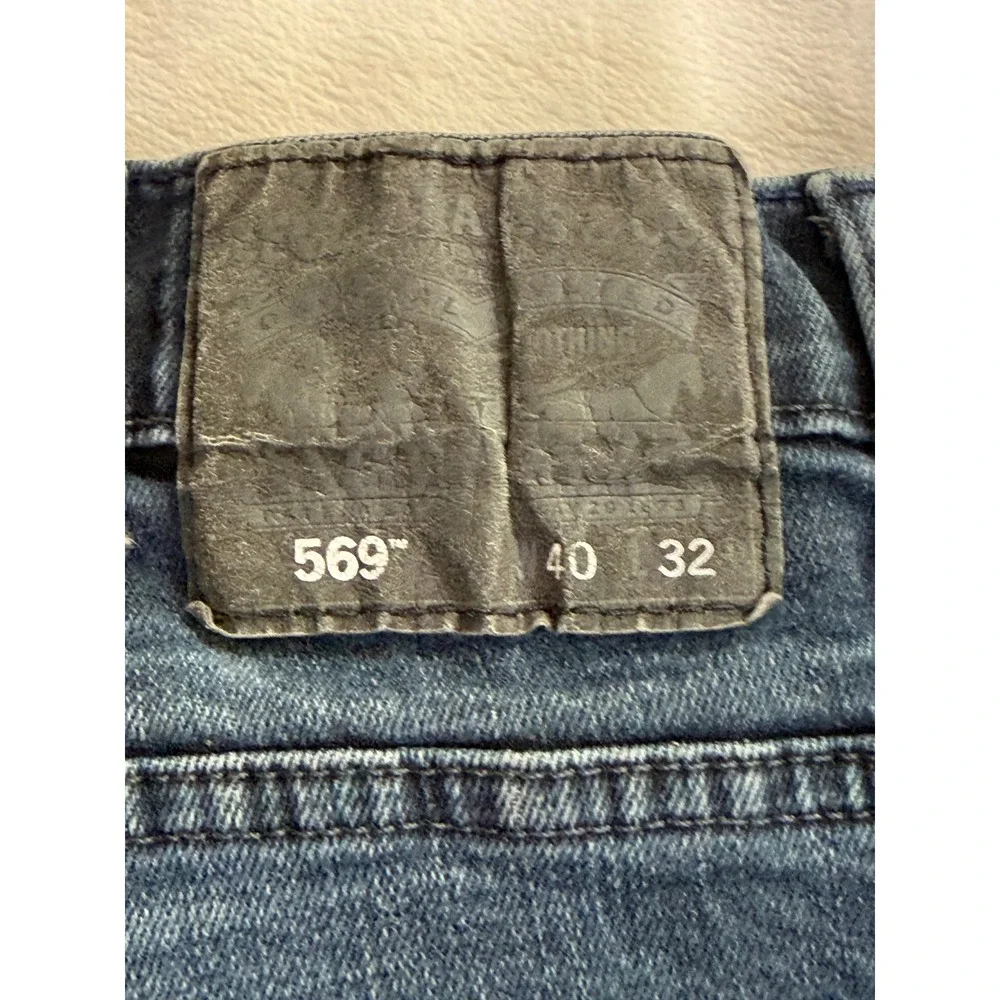 Levis 569 Loose Y2K Straight Jeans Mens 40x32 Dark Wash Blue Denim Pants